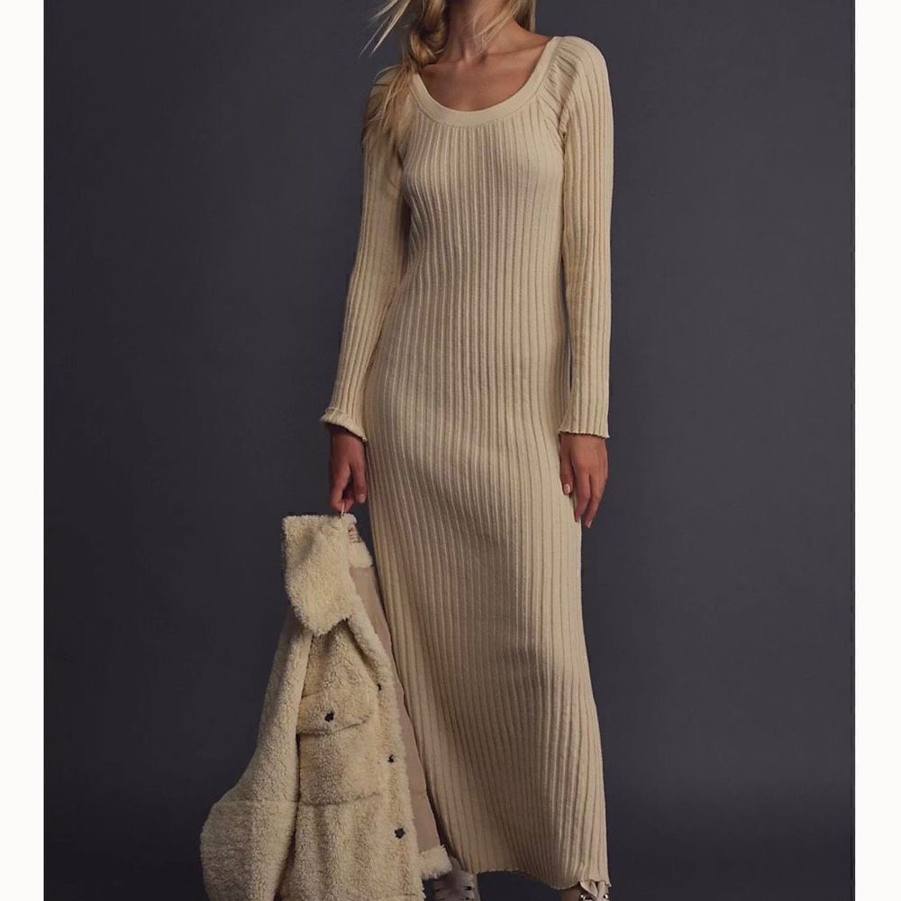 Free People Beach Walk About Maxi Dress in beige size large - Picture 2 of 11
